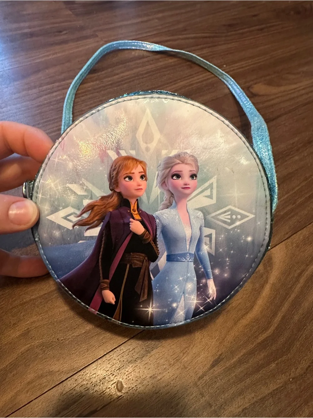 H&M Disney Frozen Anna & Elsa Child's Blue Glitter Crossbody Bag Purse
